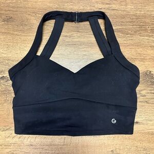 Glowmode Black Halter Backless Strappy Sports Bra Size XS